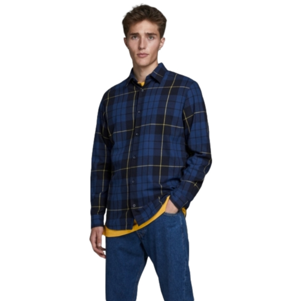 JACK & JONES ▪︎ Lenny Shirt ▪︎ Blue & Black Plaid ▪︎ 100% Cotton ▪︎ XL ▪︎ NWT ▪︎